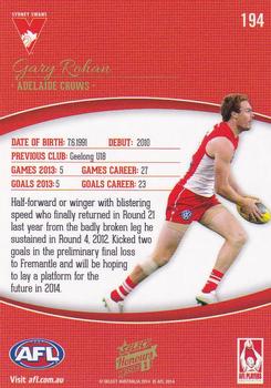 2014 Select AFL Honours Series 1 #194 Gary Rohan Back